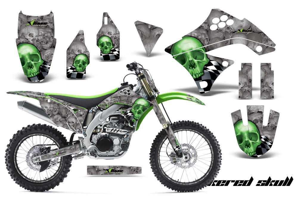 Kawasaki KX450F 09 Graphics Kit CheckSkull G S